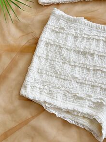 Soleia New Vacation Halter Neck Lace Trim Top + Low Waist Shorts 2pcs Set - Multicolor - View 5