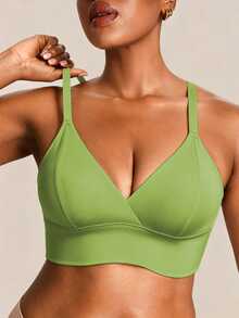 SHEIN 1件大尺碼舒適簡約風內衣 - 綠色 - 查看 1