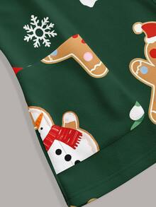 PopScrub Women's Christmas Santa Print Short Sleeve Scrub Top - Multicolor - View 4