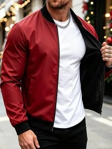 Manfinity Homme Men's Autumn Casual Versatile Commuter Jacket - Red - View 2