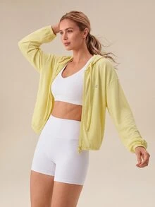 OutZeal Women Sports Jacket Gym Yoga Casual Soft Zip Up Hooded Jacket - Mustard Yellow - View 5