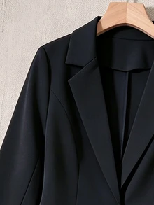 Rusticease Fall Women Button Long Sleeve Jacket Printed Color Block Dress Set Going Out Formal Smart Office Party Black White Casual Elegant Beige - Black and White - View 4