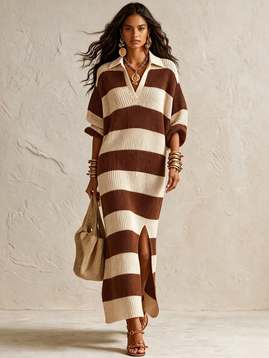 LUMIGAL Women's Colorblock Casual Daily Summer Knit Dress