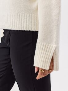 KÆRIA Hus Sculpted Split Cuff Jumper - Soft Touch Knit - Ivory - Elegant, Luxury, Casual, Layering, Modern - White - View 6