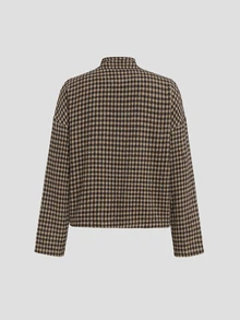 Sweetra Autumn/Winter New Loose Fit Jacket, Semi-High Neck Long Sleeve Outerwear, Fashionable Versatile, Suitable For Daily Wear - Mocha Brown - View 2