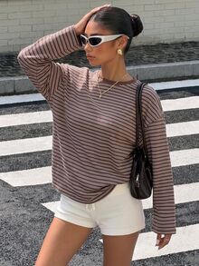 Muchica Women's Striped Casual Daily Wear T-Shirt Suitable For Summer - Multicolor - View 3
