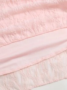 Sweetra Women's Sweet Pink Floral Lace Dress, Drawstring Bust, Puff Sleeves, Fitted Short Mini Dress, Romantic Evening Gown - Pink - View 7