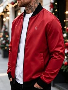 Manfinity Homme Men's Autumn Casual Versatile Commuter Jacket - Red - View 1