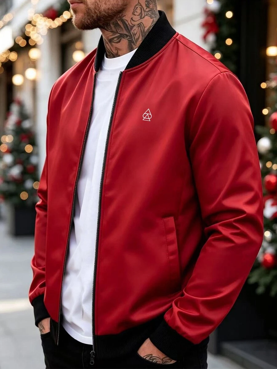 Manfinity Homme Men's Autumn Casual Versatile Commuter Jacket - Red - View 1