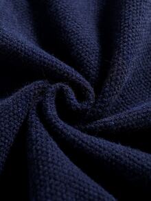 ROMWE MEN Men's Fashion Embroidered Zipper Contrast Color Long Sleeve Sweater - Blue and White - View 6