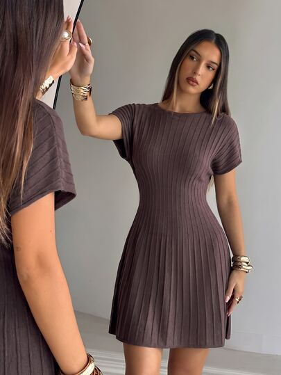 Aloruh فستان كنزة مطوي للنساء