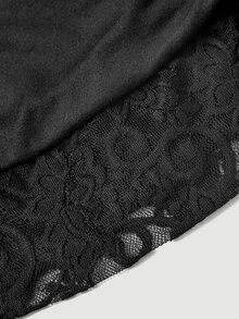 SHEIN MOD Women's Black, Form-Fitting Halter-Neck Tank Top Featuring An Open Back, Lace Trim, A Rhinestone Cross Motif, And Ruched Detailing. Blending Coquette - Black - View 8