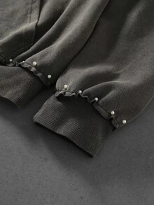 ROMWE MEN Street Life Men's Rhinestone Casual Versatile Daily Wear Hoodie - Grey - View 4