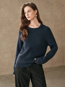 Anewsta Women's French Minimalist Style Knit Sweater, Versatile Commuter Work Pullover Top, Autumn/Winter - Army Green - View 6