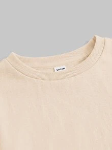 SHEIN Girlism Teen Girls Casual Versatile Solid Color Crew Neck Autumn Winter Sweatshirt - Apricot - View 6
