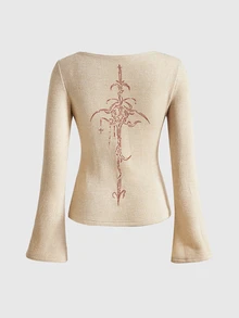 ROMWE Avant Women's Round Neck Casual Versatile Everyday Top - Beige - View 2