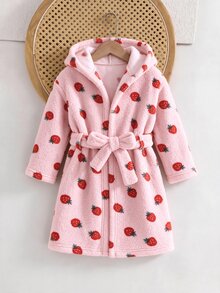 Cozy Pixies 少女心愛心圖案保暖內裡加厚絨毛連帽抽繩長袖家居休閒服 秋季睡衣 粉色可愛 - 彩色 - 查看 3