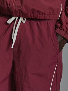 Musero Straight Leg Track Pants Elasticated Waist Binding Detail Co Ord Joggers Only Autum Winter Essentials - Burgundy - View 5