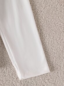 SHEIN 2件組青少年女孩可愛熊圖案圓領長袖長褲軟綿輕量針織秋季睡衣休閒可愛套裝白色米色 - 卡其色 - 查看 5