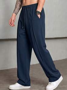 TONEVAULT New Men's Casual Sports Long Pants, Suitable For Autumn/Winter Outdoor Wear - Navy Blue - View 1