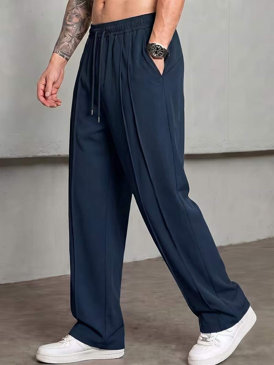 TONEVAULT New Men's Casual Sports Long Pants, Suitable For Autumn/Winter Outdoor Wear - Navy Blue - View 1