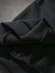 PAVTROS 男士青年街頭休閒字母刺繡連帽衫 - 黑色 - 查看 8