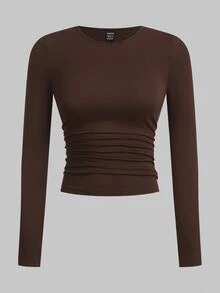 SHEIN EZwear 多色針織女款修身T恤 - 彩色 - 查看 5