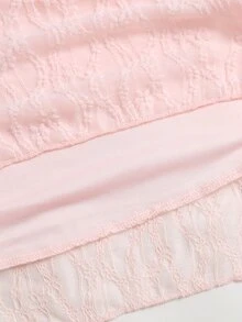 Sweetra Women's Sweet Pink Floral Lace Dress, Drawstring Bust, Puff Sleeves, Fitted Short Mini Dress, Romantic Evening Gown - Pink - View 6