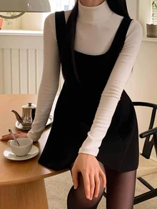 DAZY 女款純色休閒派對與旅行中長洋裝 - 黑色 - 查看 5
