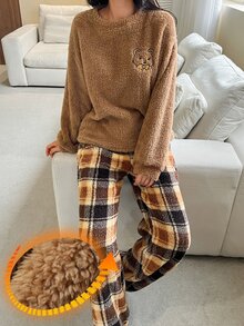 DAZY Women's Winter Warm Pajama Set - Khaki - View 4