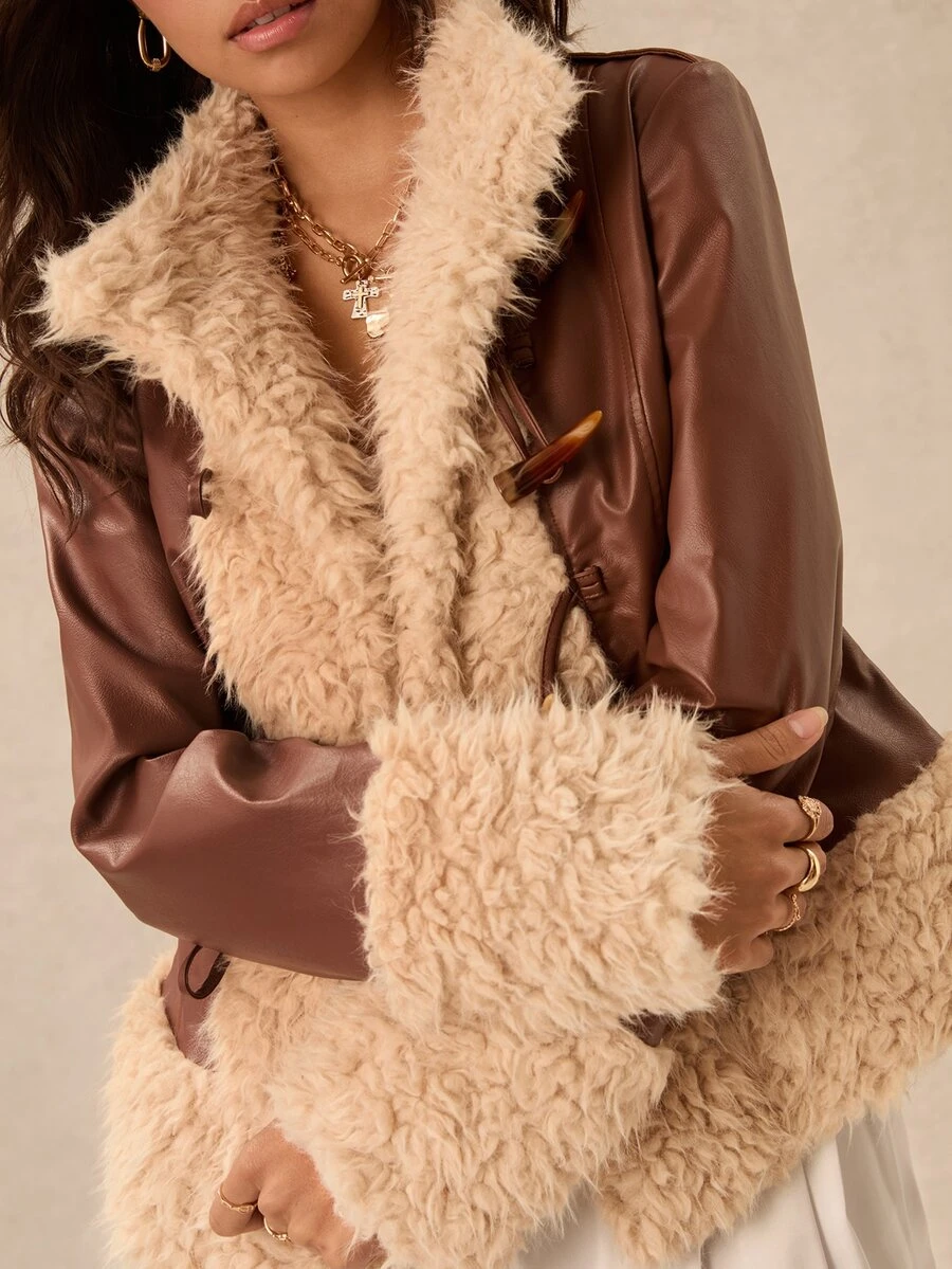 Easelle Vintage Bohemian Fur Collar Comfortable Warm Women's Jacket ...