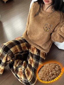 DAZY Women's Winter Warm Pajama Set - Khaki - View 1
