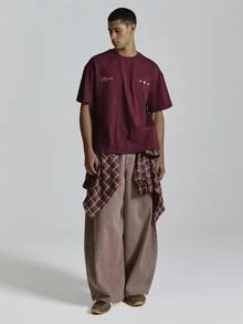 Musero Oversized Graphic Short Sleeve Tshirt Crewneck "Low Profile" Back Graphic Autum Winter Essentials - Purple - View 3