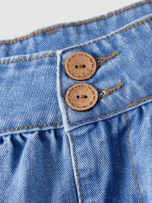 LUMIGAL Women's Fashion Streetwear Pocket Button Denim Skirt - Blue - View 5