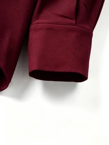 GlowEve CURVE Women's Solid Color Casual Loose Long Sleeve Shirt, Suitable For Daily Casual, Commuting, Office Fall - Burgundy - View 3