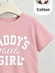Baby Girls T-Shirt Set Casual Letter Print Suitable For All Seasons - White - View 5