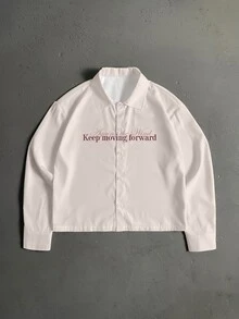 Manfinity ZONE917 方正短版寬鬆休閒時尚做舊復古歐式古董花卉油畫印花長袖短襯衫 - 彩色 - 查看 4