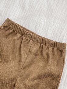 SHEIN 新生兒男嬰可愛休閒學院風 2 合 1 領口運動衫與長褲套裝 - 白色 - 查看 7