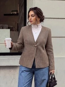Firerie Plus Size Women Solid Color Casual Versatile Daily Jacket - Multicolor - View 6