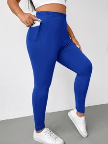 SHEIN Essnce 2件組大尺碼高腰提臀口袋緊身褲 - 彩色 - 查看 3
