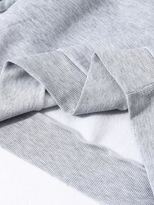 SHEIN 青少年男孩休閒麻灰色半開襟連帽衛衣，適合秋冬返校季 - 淺灰色 - 查看 8