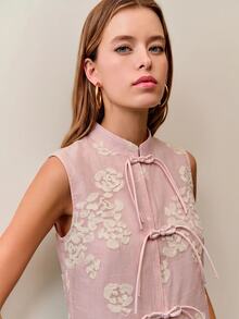 Nöista Sleeveless Floral Vest With Relaxed Fit For Summer Vacation And Casual Everyday Looks. - Pink - View 2