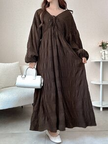 DAZY Women's Solid Color Casual Party Midi Dress - Brown - View 2