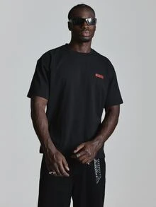 Musero Oversized Drop Shoulder Halloween Graphic Tshirt "Terror "Crew Neck Autum Winter Essentials - Black - View 5