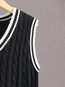 Manfinity Homme Men's Plus Size Colorblock Casual Versatile Daily Wear Knit Vest - Black - View 3
