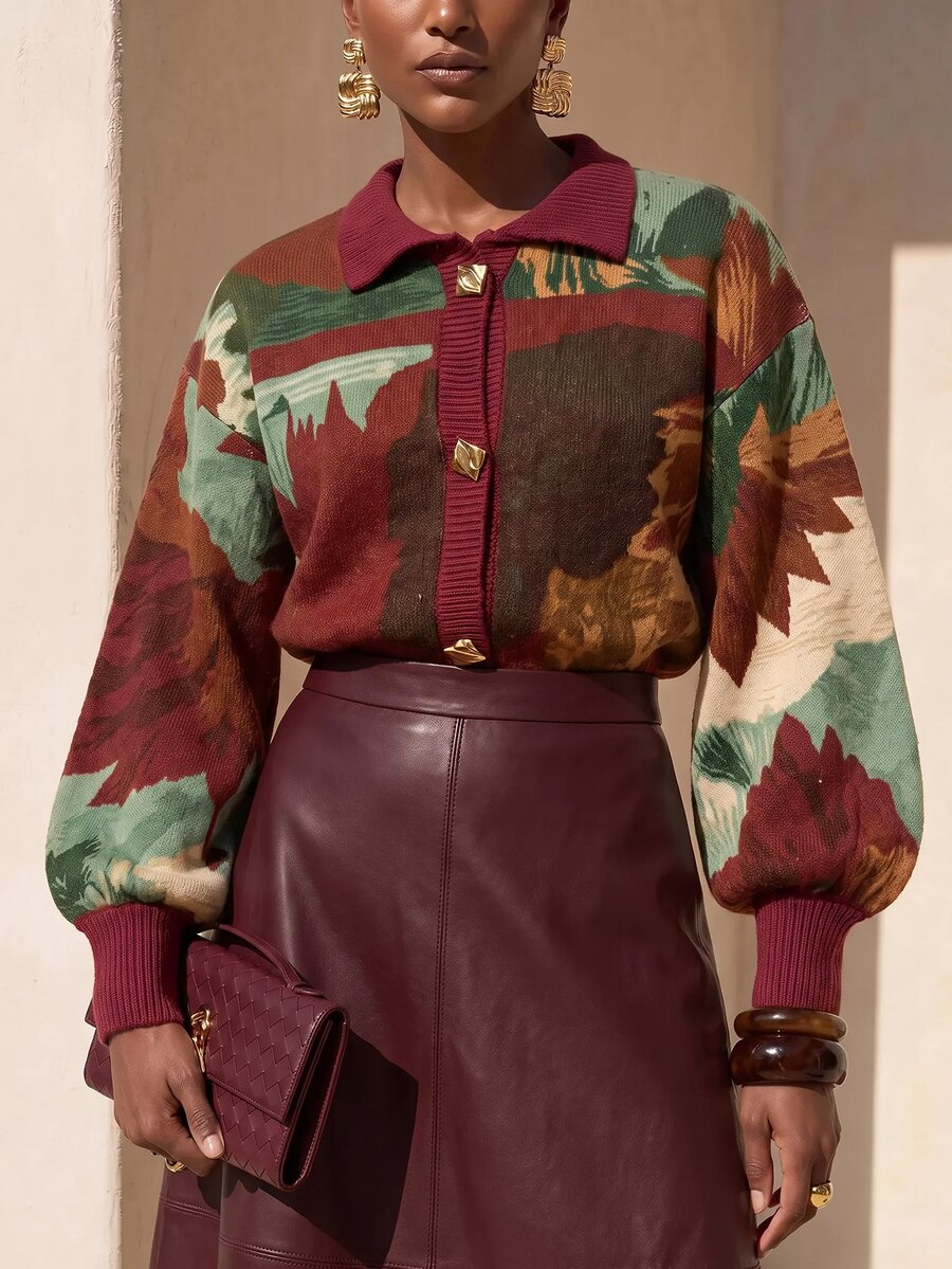 Zivah Autumn/Winter Fashion Retro Colorblock Cardigan