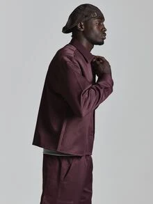 Musero Oversized Drop Shoulder Woven Collared Shirt With Chest Pockets Cropped Length Co Ord Shirt Only Autum Winter Essentials - Rust Brown - View 4