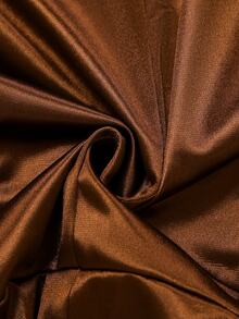 SHEIN LUNE Fall Clothes FOR WomenWomen's Metal Buckle Satin & Lace Patchwork Blouse - Brown - View 5