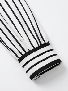 GlowEve Fall Clothes FOR WomenWomen's V-Neck Striped Casual Party Midi Dress - Black and White - View 6