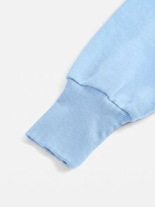 SHEIN Girlism 青少年女孩純色休閒日常秋季運動衫 - 藍色 - 查看 4